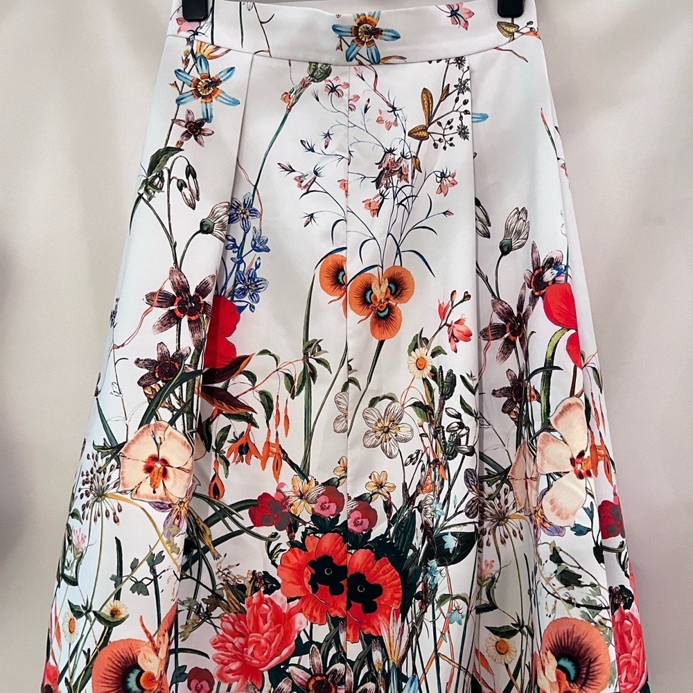 Zara A Line Midi Floral Skirt